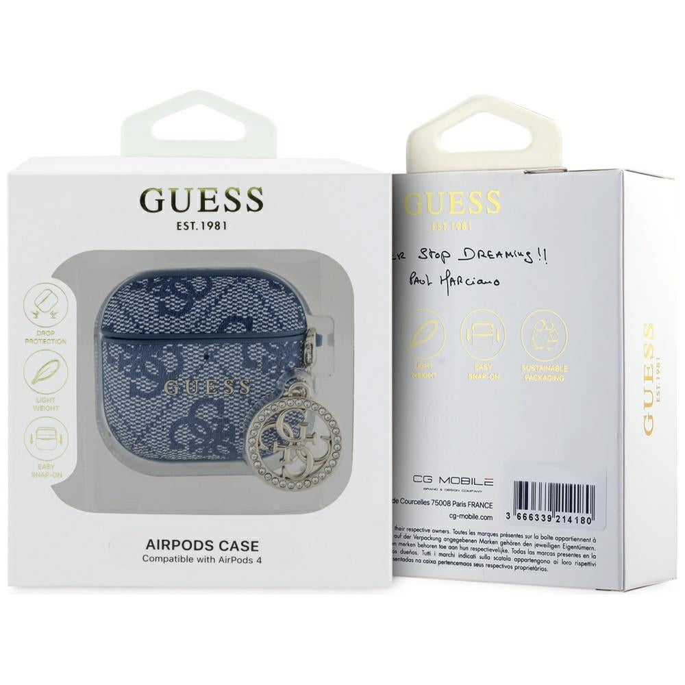 Guess 4G Strass Charm fodral för Apple AirPods 4, Blå