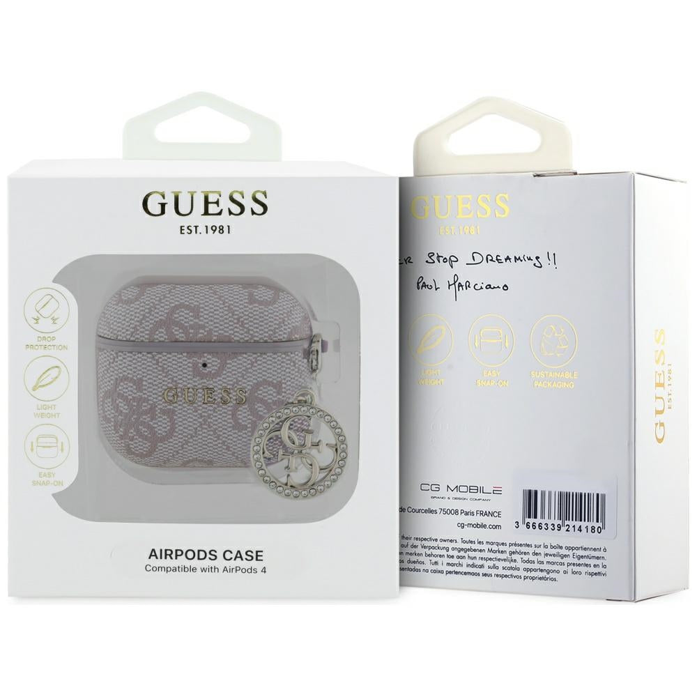 Guess 4G Strass Charm fodral för Apple AirPods 4, Rosa