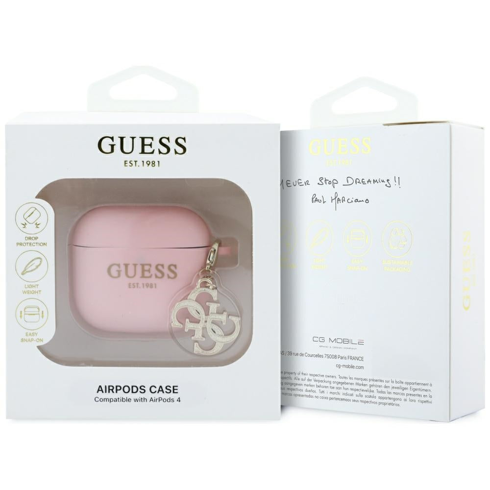 Guess W/4G Charm fodral för Apple AirPods 4, Rosa