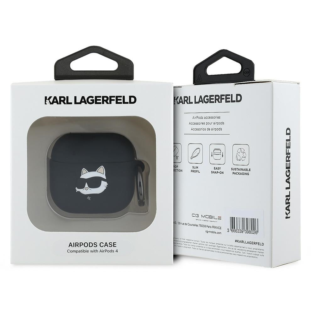 Karl Lagerfeld 3D Choupette's Head fodral för Apple AirPods 4, Svart
