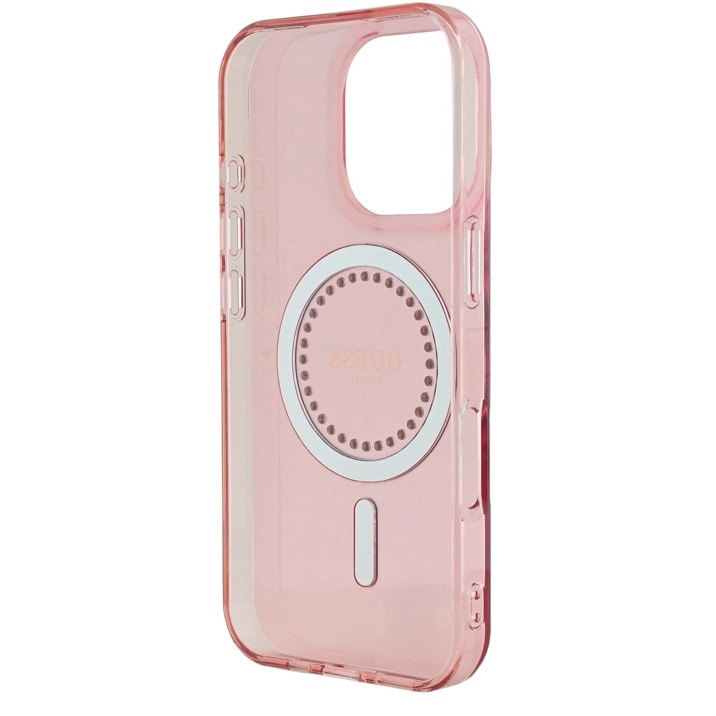 MagSafe-fodral för Apple iPhone 16 Pro Max, Guess, IML Rhinestones Ring, Rosa GUHMP16XPFTDTEP
