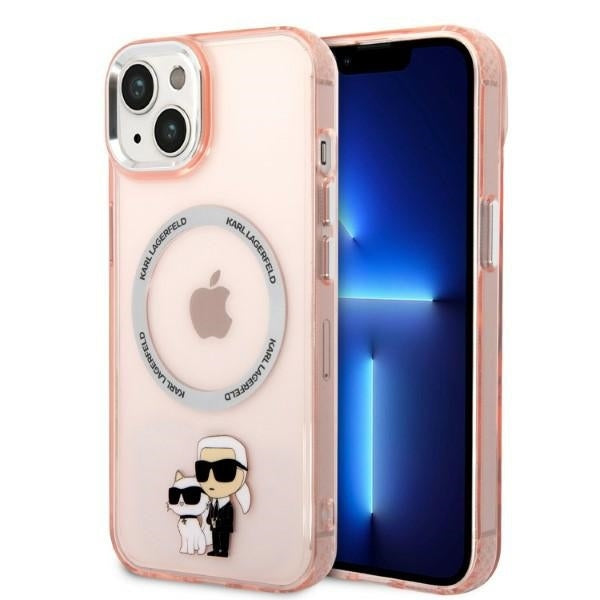 MagSafe-skal för Apple iPhone 14, Karl Lagerfeld, Ikonik Karl & Choupette, Rosa