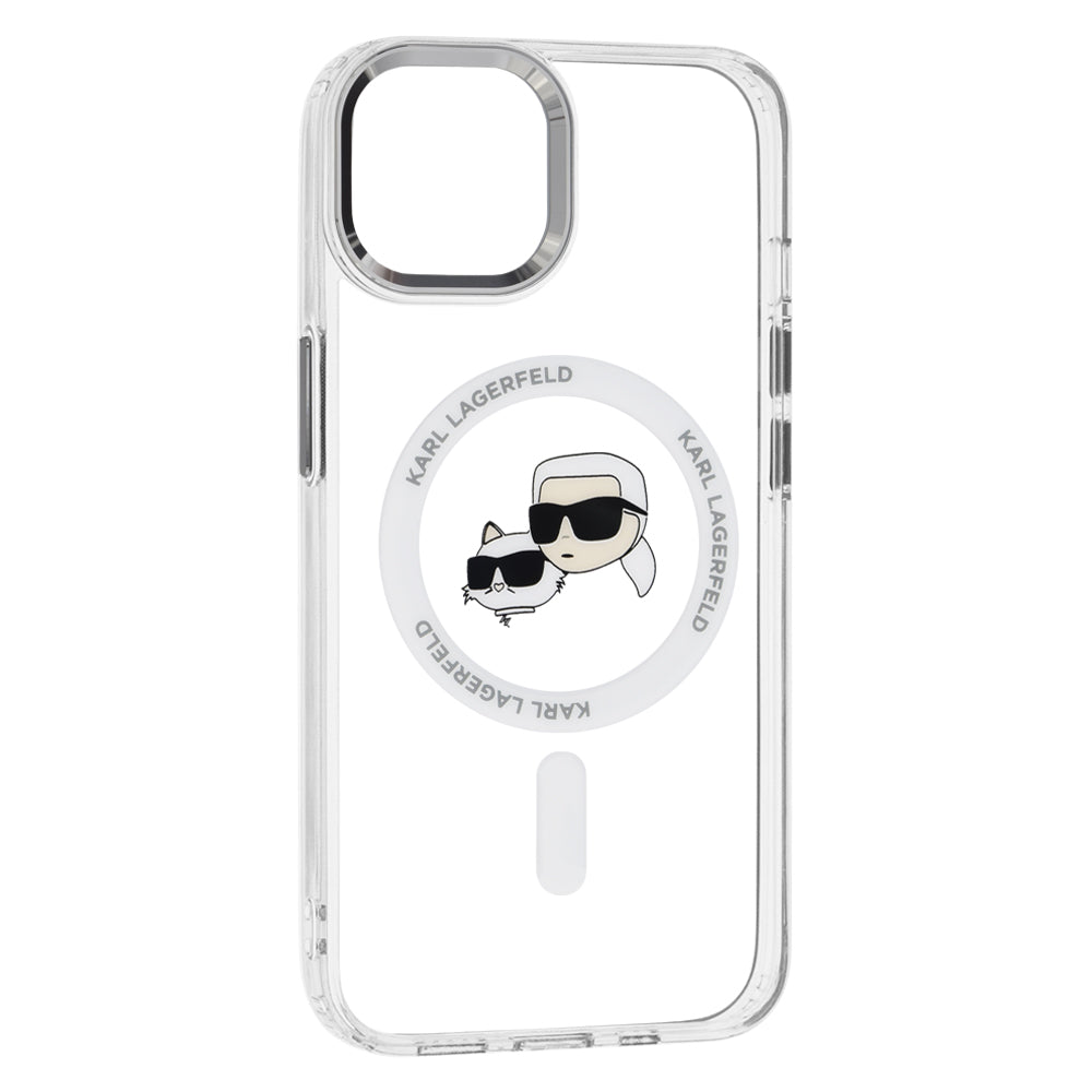 MagSafe-skal för Apple iPhone 14, Karl Lagerfeld, IML Metal Karl & Choupette's Heads, Vit