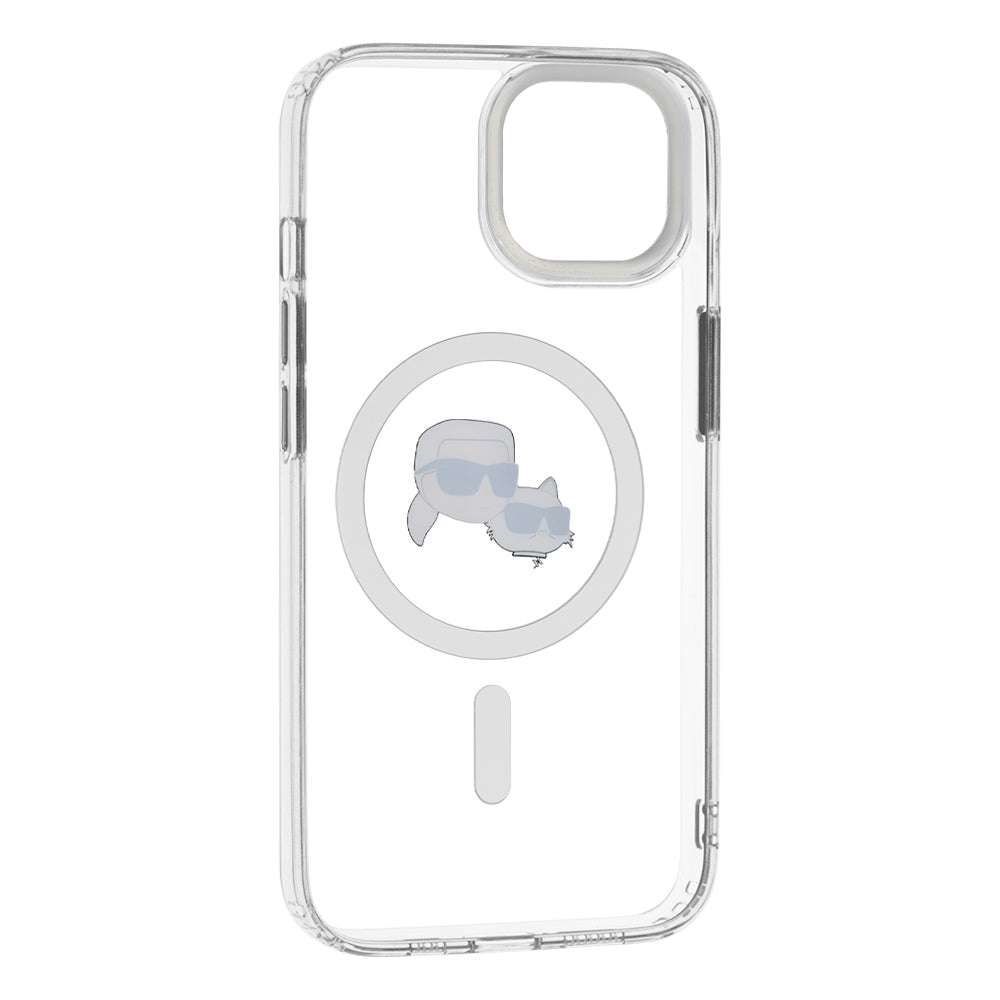MagSafe-skal för Apple iPhone 14, Karl Lagerfeld, IML Metal Karl & Choupette's Heads, Vit