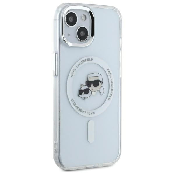 MagSafe-skal för Apple iPhone 14, Karl Lagerfeld, IML Metal Karl & Choupette's Heads, Vit