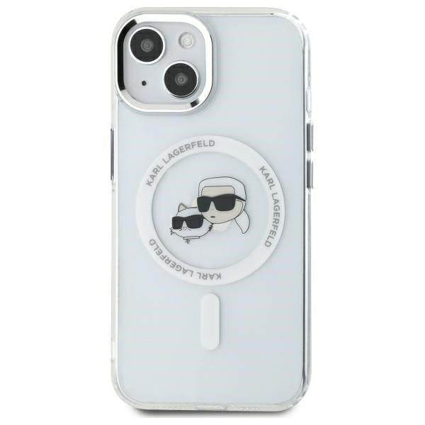 MagSafe-skal för Apple iPhone 14, Karl Lagerfeld, IML Metal Karl & Choupette's Heads, Vit