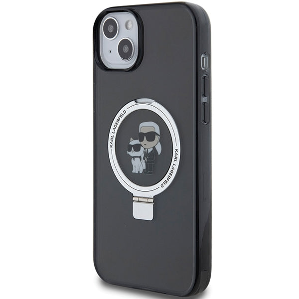 MagSafe Case for Apple iPhone 14, Karl Lagerfeld, Ring Stand Karl & Choupette, Black