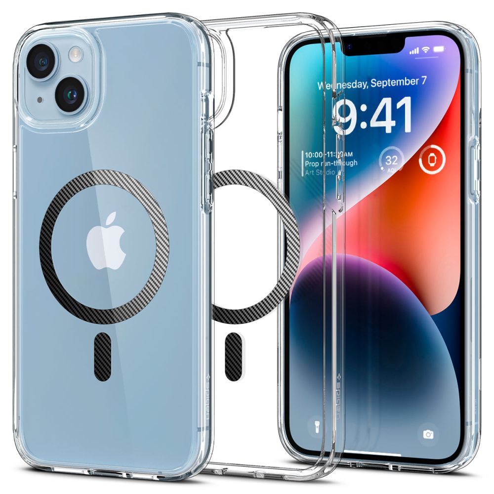 MagSafe-skal för Apple iPhone 14 Plus, Spigen, Ultra Hybrid Carbon, Transparent