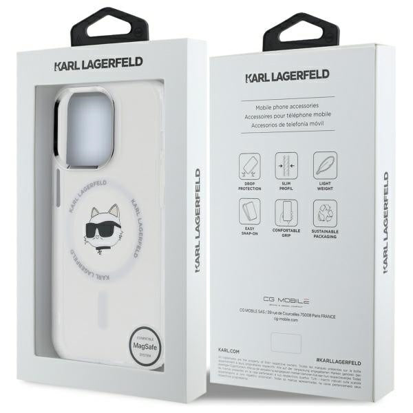 MagSafe-skal för Apple iPhone 14 Pro, Karl Lagerfeld, IML Metal Choupette's Head, Vit