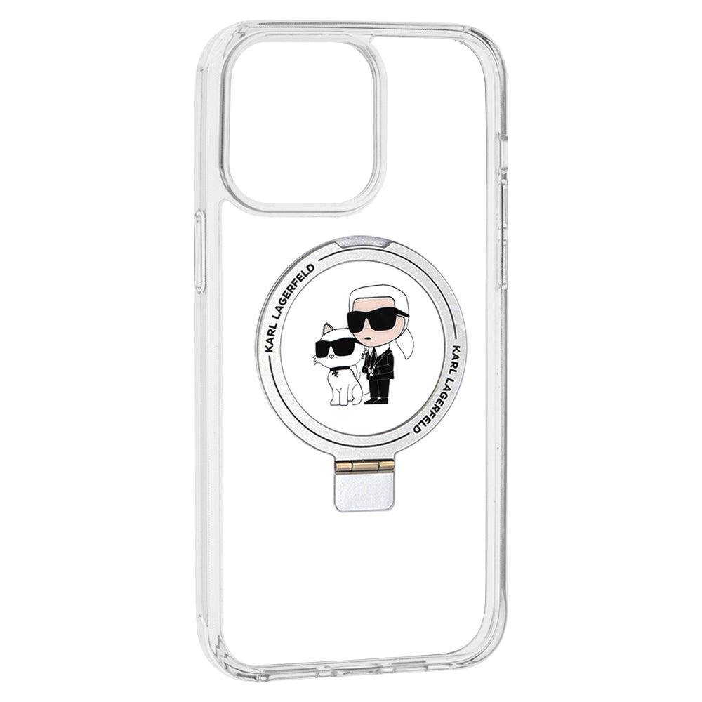 MagSafe-fodral för Apple iPhone 14 Pro, Karl Lagerfeld, Ring Stand Karl & Choupette, Vit