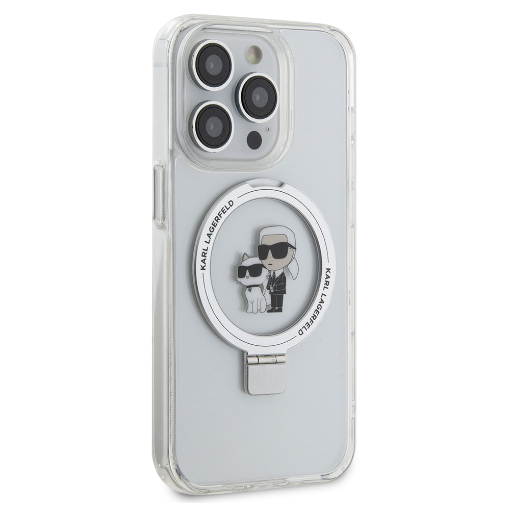 MagSafe-fodral för Apple iPhone 14 Pro, Karl Lagerfeld, Ring Stand Karl & Choupette, Vit