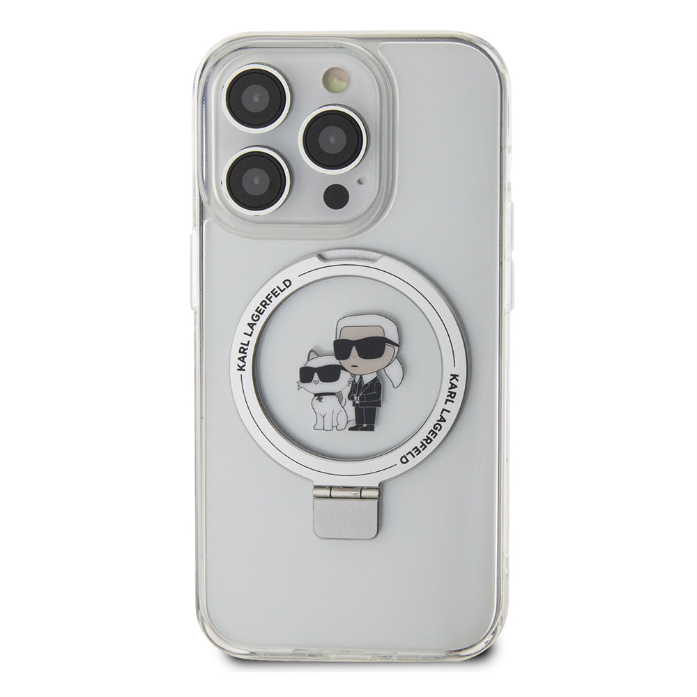 MagSafe-fodral för Apple iPhone 14 Pro, Karl Lagerfeld, Ring Stand Karl & Choupette, Vit