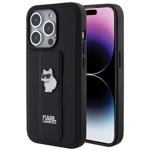 MagSafe-skal för Apple iPhone 14 Pro, Karl Lagerfeld, Saffiano Gripstand Choupette, Svart