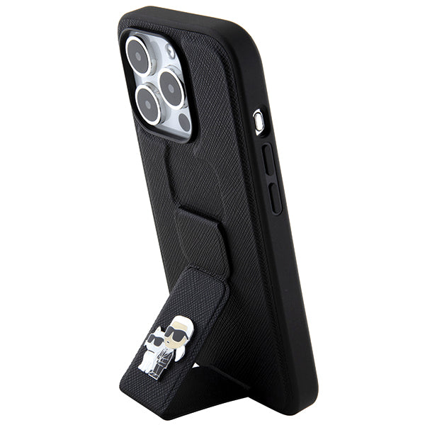 MagSafe Case for Apple iPhone 14 Pro, Karl Lagerfeld, Saffiano Gripstand Karl & Choupette, Black