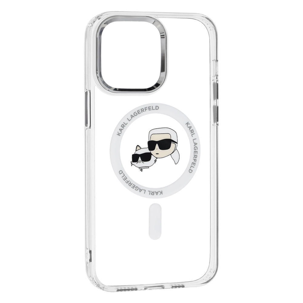 MagSafe-skal för Apple iPhone 14 Pro Max, Karl Lagerfeld, IML Metal Karl & Choupette's Heads, Vit