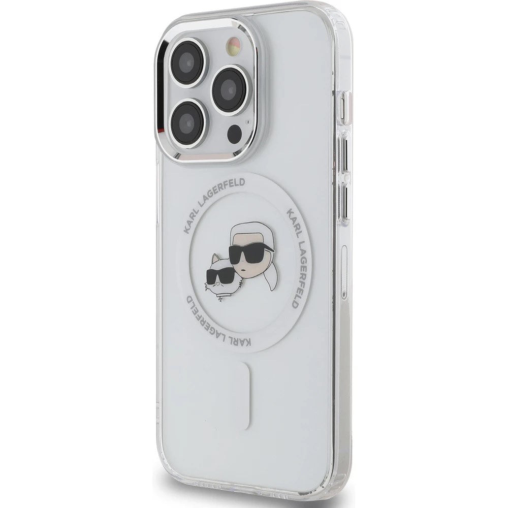MagSafe-skal för Apple iPhone 14 Pro Max, Karl Lagerfeld, IML Metal Karl & Choupette's Heads, Vit
