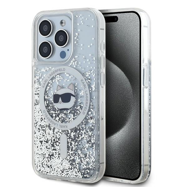 MagSafe-skal för Apple iPhone 14 Pro Max, Karl Lagerfeld, Liquid Glitter Choupette's Head, Transparent