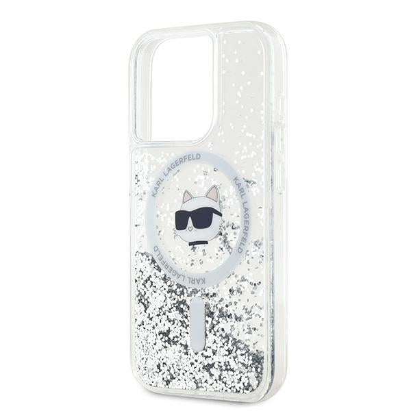 MagSafe-skal för Apple iPhone 14 Pro Max, Karl Lagerfeld, Liquid Glitter Choupette's Head, Transparent
