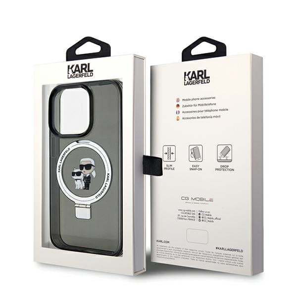 MagSafe-fodral för Apple iPhone 14 Pro Max, Karl Lagerfeld, Ring Stand Karl & Choupette, Svart