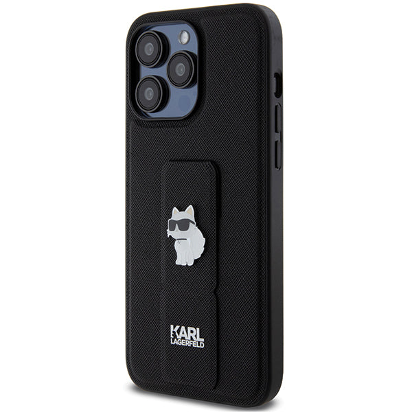 MagSafe Case for Apple iPhone 14 Pro Max, Karl Lagerfeld, Saffiano Gripstand Choupette, Black