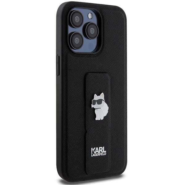 MagSafe Case for Apple iPhone 14 Pro Max, Karl Lagerfeld, Saffiano Gripstand Choupette, Black