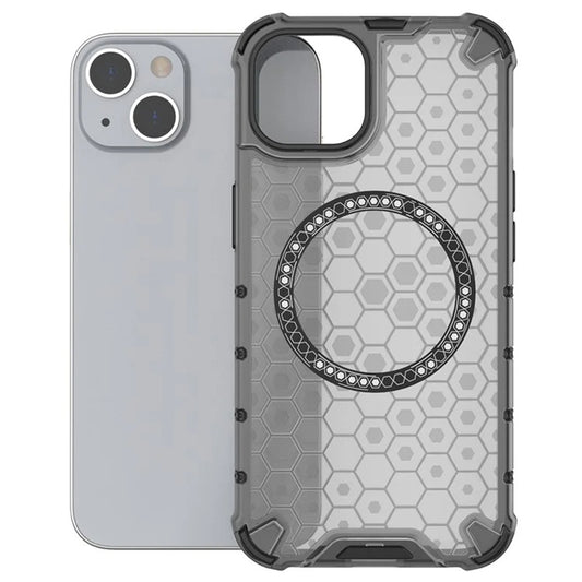 MagSafe-fodral för Apple iPhone 14, Techsuit, HoneyComb Shield, Svart