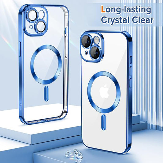MagSafe-fodral för Apple iPhone 14, Techsuit, Luxury Crystal, Mörkblå