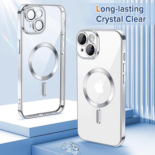 MagSafe-fodral för Apple iPhone 14, Techsuit, Luxury Crystal, Silver