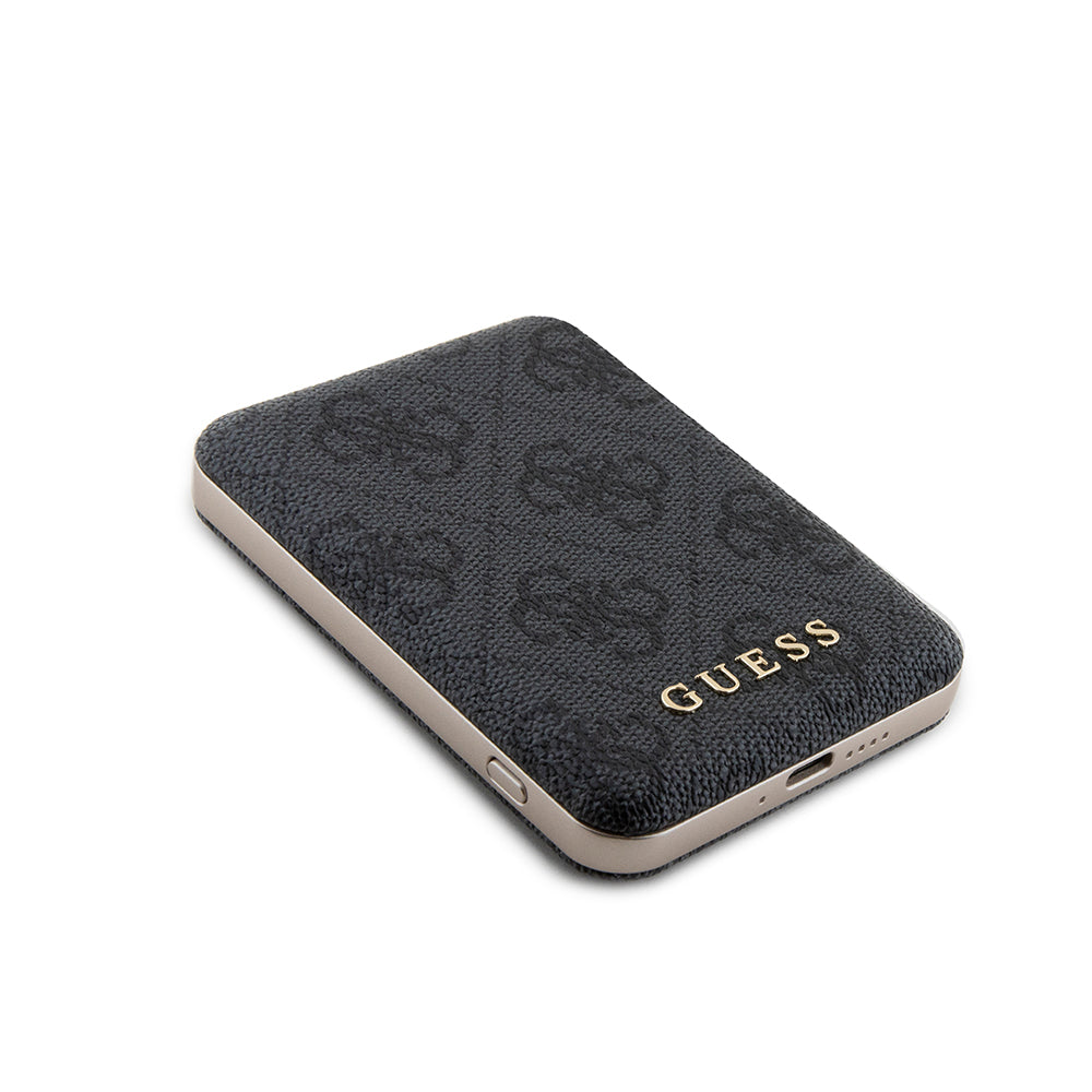 MagSafe Case for Apple iPhone 15, Guess, Powerbank 4G Metal Logo, Black