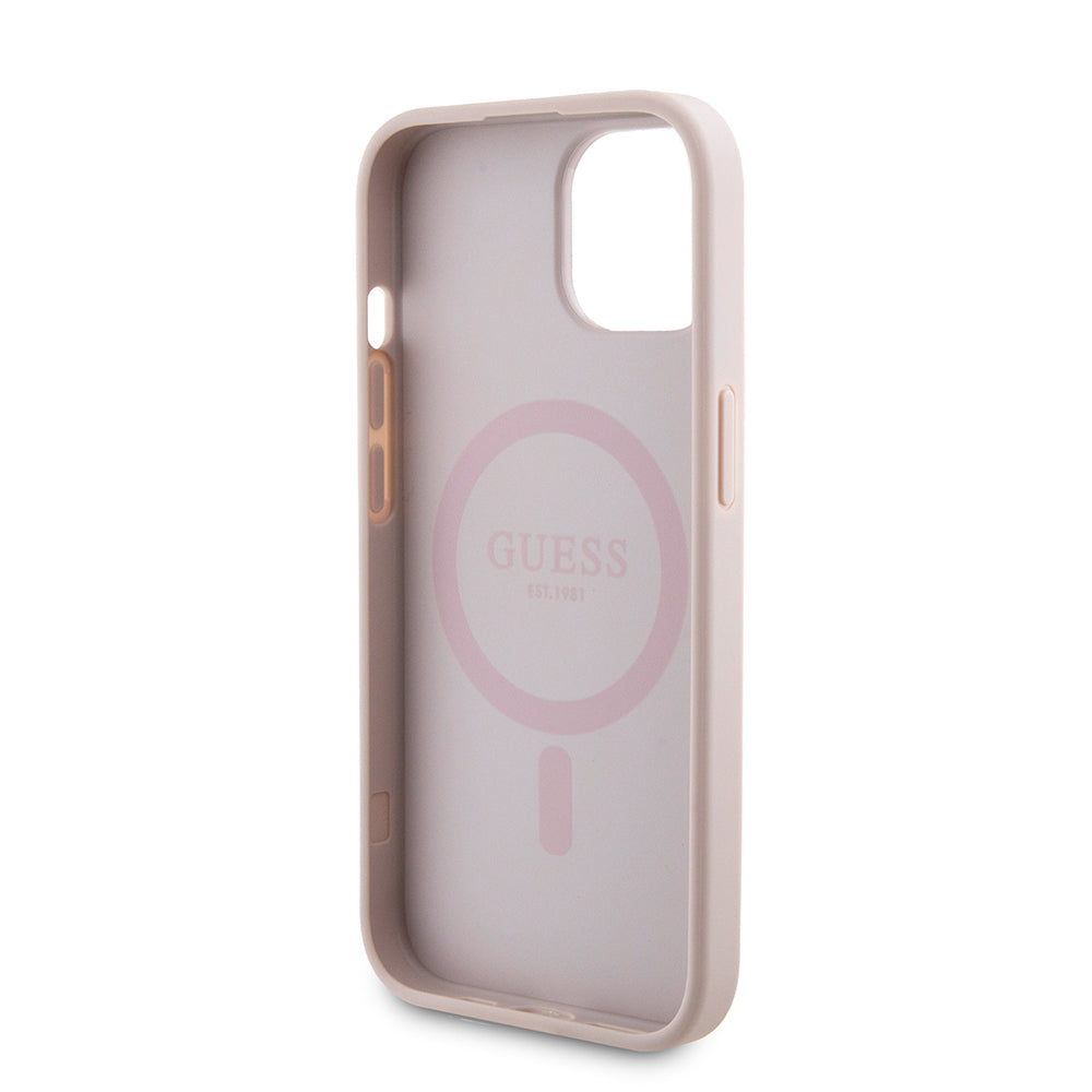 MagSafe-skal för Apple iPhone 15, Guess, Powerbank 4G Metal Logo, Rosa