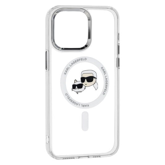 MagSafe-skal för Apple iPhone 15, Karl Lagerfeld, IML Metal Karl & Choupette's Heads, Transparent