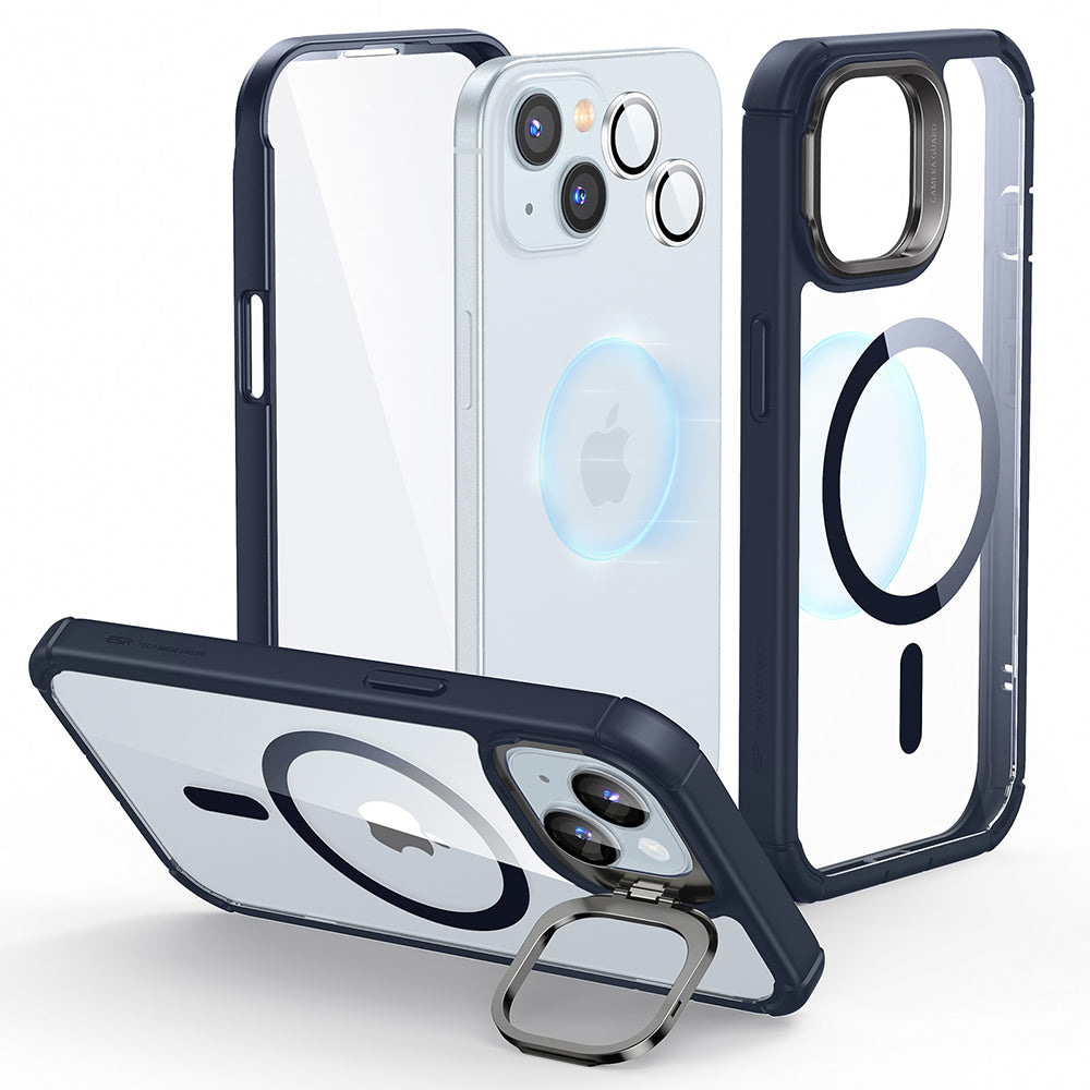 MagSafe-skal för Apple iPhone 15 Plus, ESR, Armor Tough Kickstand, Transparent Marinblå