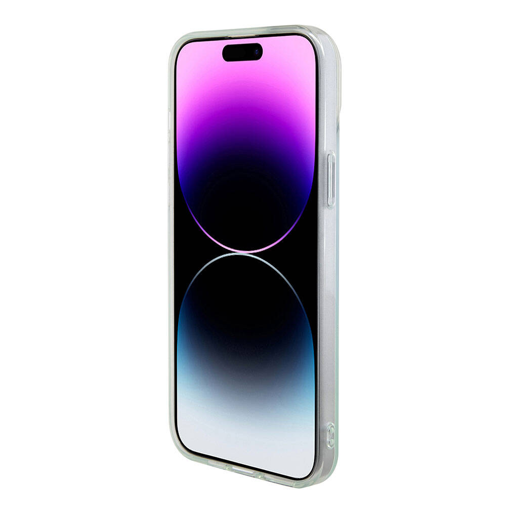 MagSafe Case for Apple iPhone 15 Plus, Guess, IML Iridescent, Turquoise