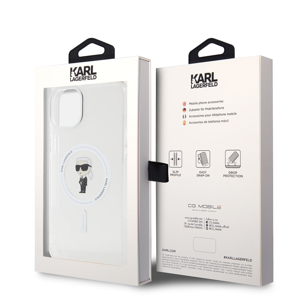 MagSafe-skal för Apple iPhone 15 Plus, Karl Lagerfeld, IML Ikonik Karl, Transparent