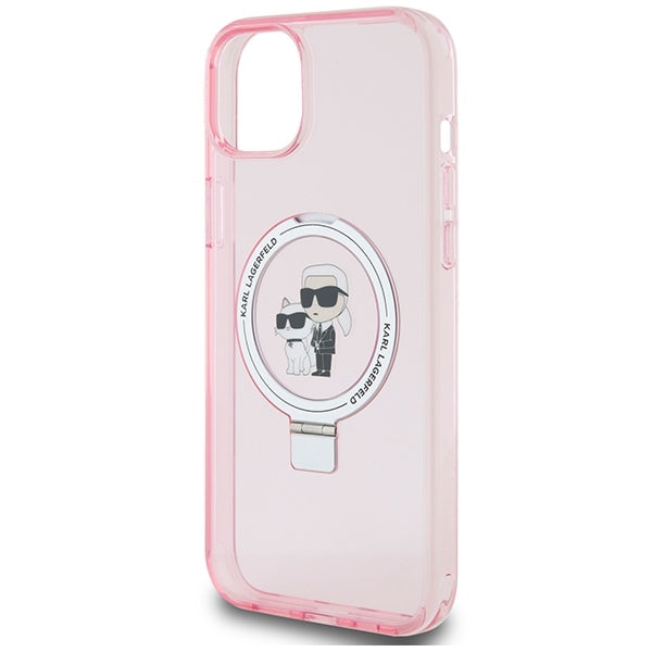 MagSafe-skal för Apple iPhone 15 Plus, Karl Lagerfeld, Ring Stand Karl & Choupette, Rosa