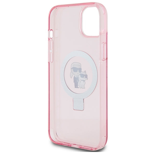 MagSafe-skal för Apple iPhone 15 Plus, Karl Lagerfeld, Ring Stand Karl & Choupette, Rosa