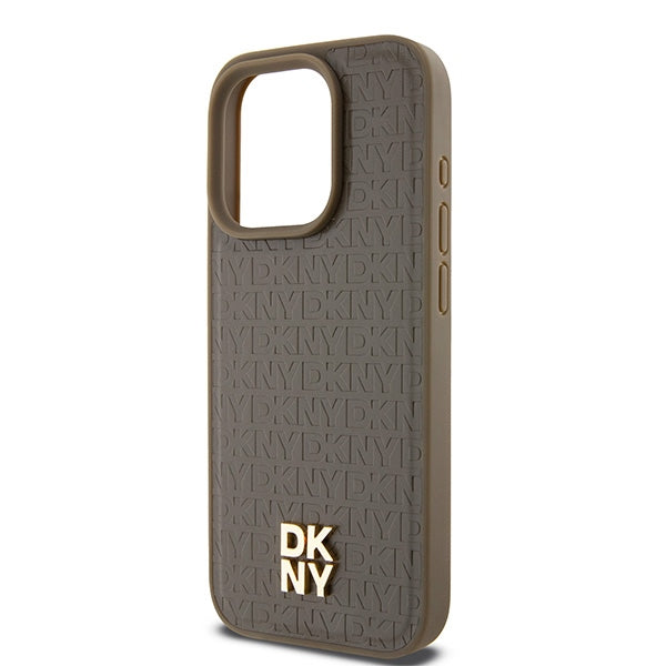 MagSafe-skal för Apple iPhone 15 Pro, DKNY, Monogrammönster Metalllogo, Brun