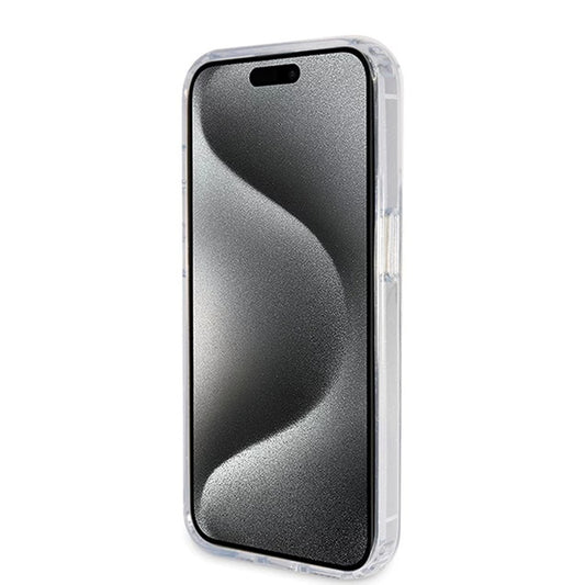 MagSafe-skal för Apple iPhone 15 Pro, Guess, IML Ring Stand Glitter, Transparent