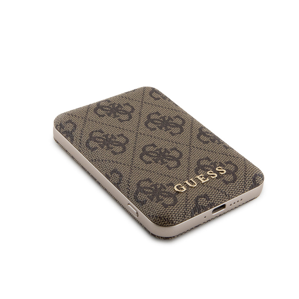 MagSafe Case for Apple iPhone 15 Pro, Guess, Powerbank 4G Metal Logo, Brown