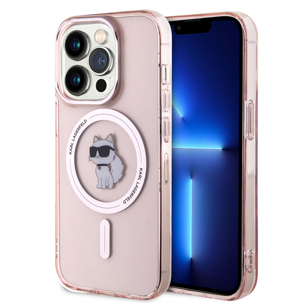 MagSafe Case for Apple iPhone 15 Pro, Karl Lagerfeld, IML Choupette, Pink