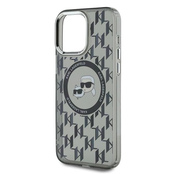 MagSafe-skal för Apple iPhone 15 Pro, Karl Lagerfeld, IML Monogram Karl & Choupette's Heads, Svart