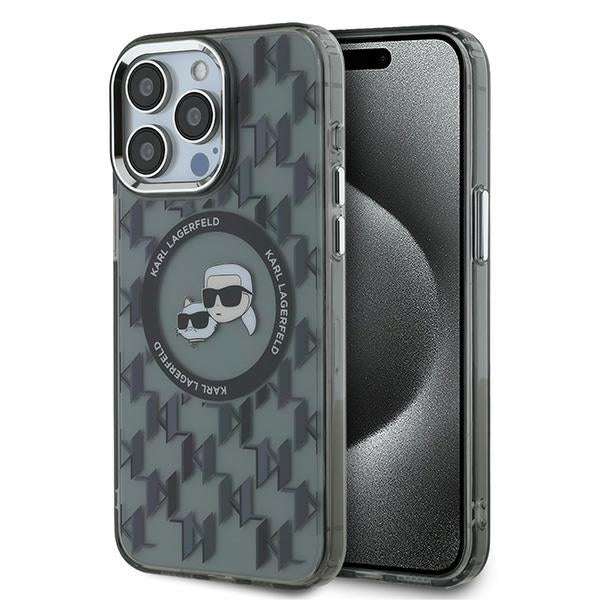 MagSafe-skal för Apple iPhone 15 Pro, Karl Lagerfeld, IML Monogram Karl & Choupette's Heads, Svart