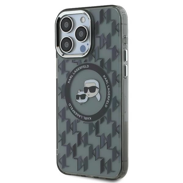 MagSafe-skal för Apple iPhone 15 Pro, Karl Lagerfeld, IML Monogram Karl & Choupette's Heads, Svart