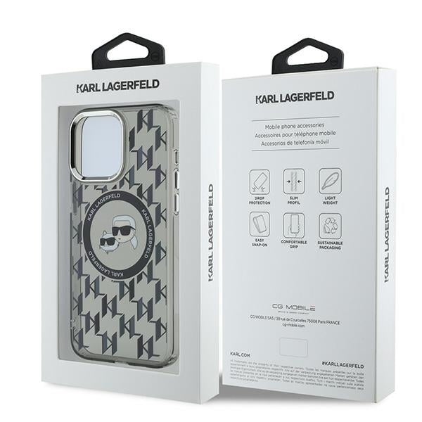 MagSafe-skal för Apple iPhone 15 Pro, Karl Lagerfeld, IML Monogram Karl & Choupette's Heads, Svart
