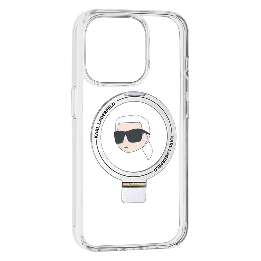 MagSafe-skal för Apple iPhone 15 Pro, Karl Lagerfeld, Ring Stand Karl's Head, Vit