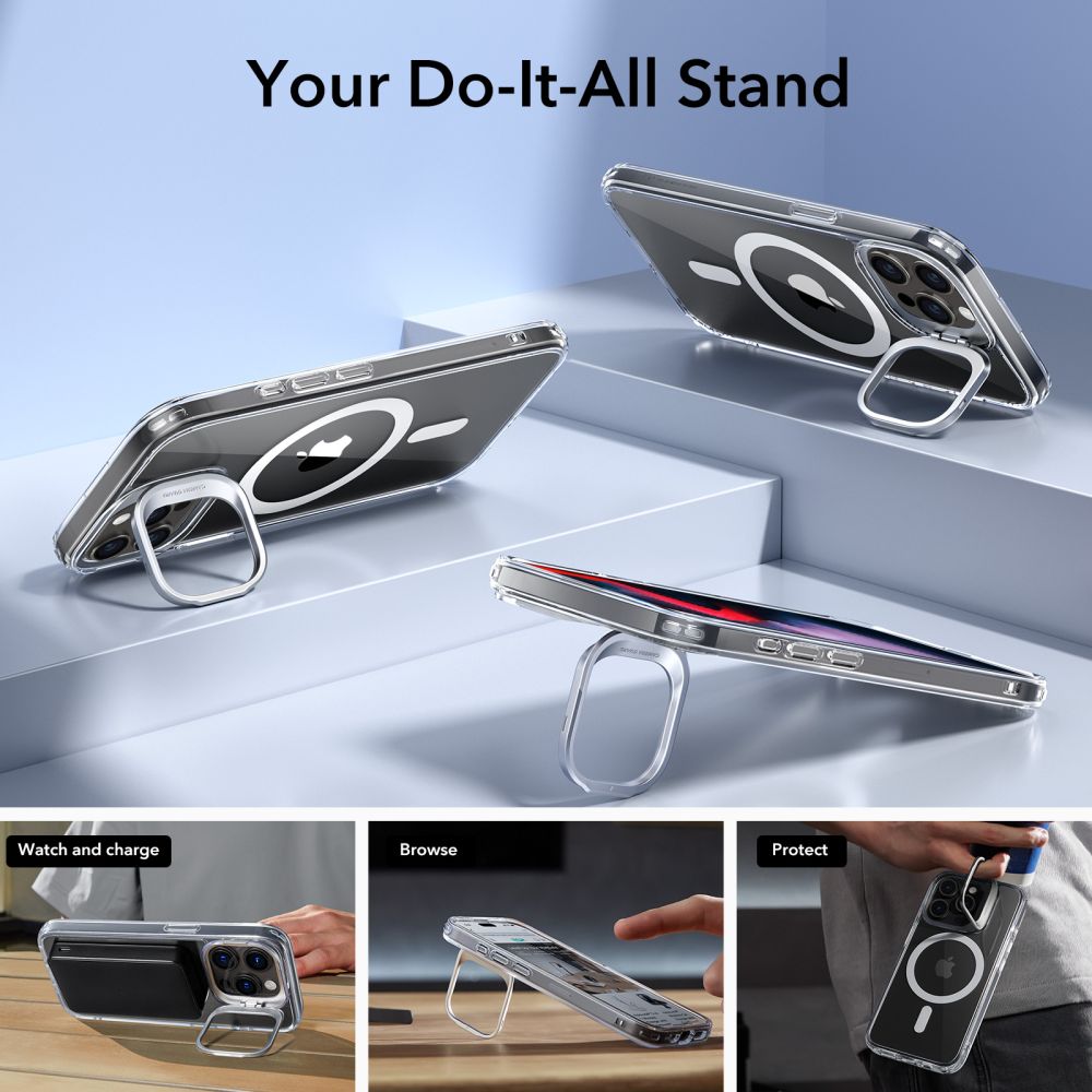 MagSafe-fodral för Apple iPhone 15 Pro Max, ESR, Classic Hybrid Kickstand, Transparent