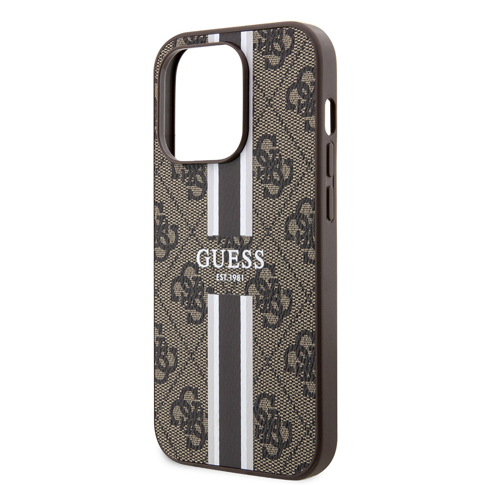 MagSafe-skal för Apple iPhone 15 Pro Max, Guess, 4G Printed Stripes, Brun