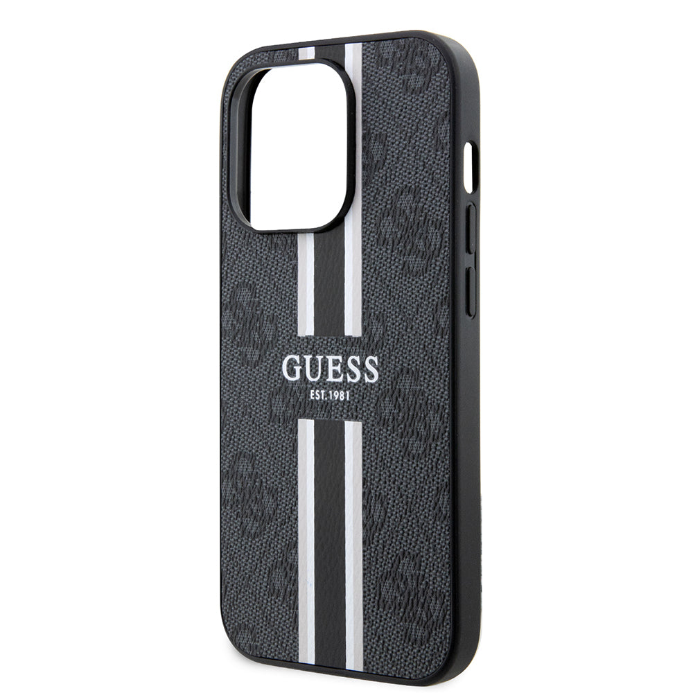 MagSafe-skal för Apple iPhone 15 Pro Max, Guess, 4G Printed Stripes, Svart