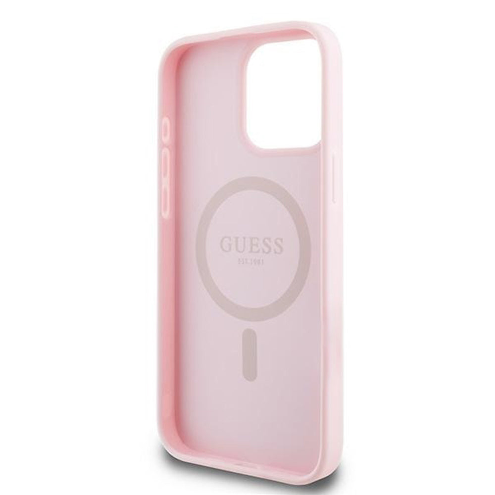 MagSafe-skal för Apple iPhone 15 Pro Max, Guess, Grained Gold Ring, Rosa