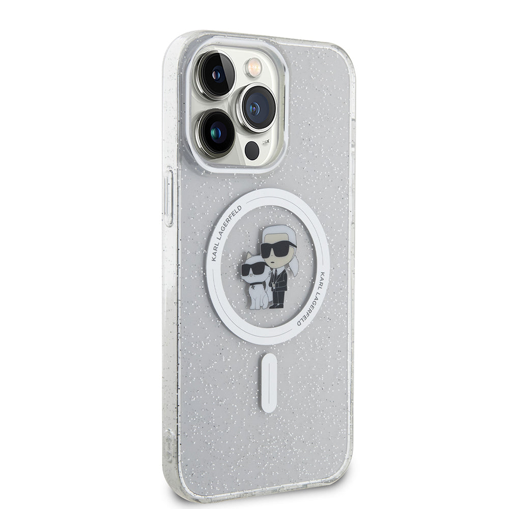 MagSafe Case for Apple iPhone 15 Pro Max, Karl Lagerfeld, Glitter, Transparent